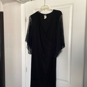 MSK Black Sheath Dress with Dolman Sleeves and V-Neck